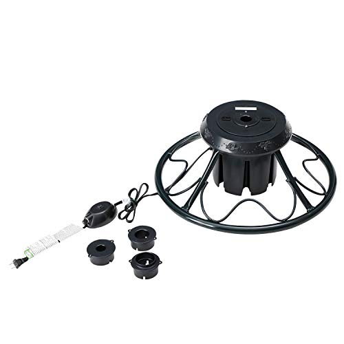 Home Heritage Artificial Christmas Tree Base Rotating Metal Stand for 1 to 1 3/4 Inch Diameter Artificial Christmas Tree Poles, 22 Inch, Black Home Heritage