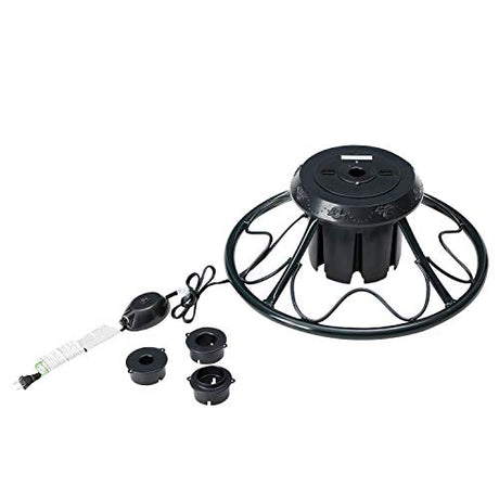 Home Heritage Artificial Christmas Tree Base Rotating Metal Stand for 1 to 1 3/4 Inch Diameter Artificial Christmas Tree Poles, 22 Inch, Black Home Heritage