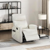 Lexicon Manual Recliner Chair, Wall Hugger Reclining Chair, Faux Leather Nursery Recliner, Tab Pull Reclining, Magazine Pocket, for Living Room/Theater Seating/Apartment, Easy Assembly, Beige