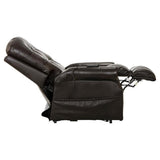 Catnapper Tyler Chocolate Brown Leather Power Lift Lay Flat Recliner with Heat & Massage Catnapper