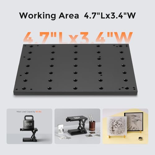 Cloudray One-Dimension Marking Workbench for CO2 & Fiber Laser Engraver Machine, 1D Working Table, Lift Stand & Holder Laser Engraver, Flexible Working Area 4.7"x3.4", One Direction XY Table, Black Cloudray
