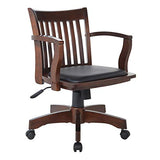 OSP Home Furnishings Deluxe Wood Banker's Desk Chair with Padded Seat, Adjustable Height and Locking Tilt, Espresso Finish and Black Vinyl OSP Home Furnishings