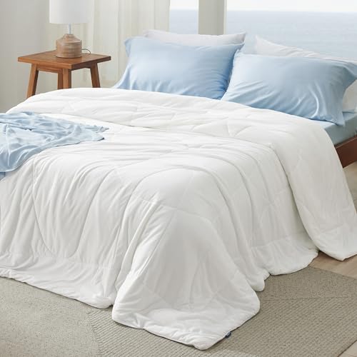 Bedsure Cooling Comforter King Size - GentleSoft Moisture Wicking Cooling Blanket for Hot Sleepers, Breathable Lightweight Duvet Insert, Dual-Sided Summer Blanket, White, 102x90 Inches Bedsure