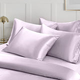 Ersmak 6 Pieces Satin Duvet Cover Full/Queen Size Luxury Silky Bedding Duvet Cover Set with 1 Soft Duvet Cover, 4 Queen Pillowcases and 1 Body Pillowcase, Lavender Ersmak