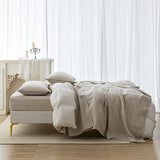 EVERLY Linen Sheets Set Twin Size,100% French Pure Linen Sheets Set,3Pieces (1Flat Sheet,1Fitted Sheet,1Pillowcase) Suitable for Hot Sleepers, Stonewash Not Dyed Deep Pocket Natural Linen Bedding Set EVERLY