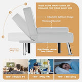 JUMMICO Faux Leather Futon Sofa Bed Futon Couch with Removable Armrests Adjustable Sleeper Sofa Bed with 2 Cup Holders for Living Room (PU Leather, White) JUMMICO