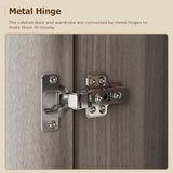 ECACAD Wardrobe Armoire with 4-Tier Shelves, Hanging Rod and 3 Doors, Wooden Closet Storage Cabinet for Bedroom, Brown Grey (47.2”W x 18.9”D x 70”H) ECACAD