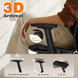 GABRYLLY Ergonomic Office Chair with Footrest, 135° Reclining Desk Chair with Adjustable Lumbar Support,3D Armrest,Headrest & Large Steel Base, 300LBS Heavy Duty Mesh Chair GABRYLLY