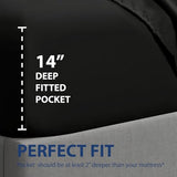 Cathay Home Luxury Wrinkle And Fade Resistant Double Brushed Ultra Soft Microfiber 14-inch Standard Pocket Single Fitted Sheet, Black, Twin Cathay Home