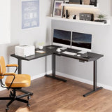 FLEXISPOT L Shaped Standing Desk, 63 x 55 Inch Electric Height Adjustable Corner Desk, Sit Stand Computer Workstation, Preset Controller, Home Office, Black Frame with Black Top FLEXISPOT