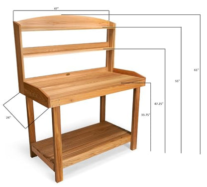 All Things Cedar PB48 Deluxe Potting Bench | Outdoor Garden Table & Plant Bench | Garden Potting Table with Untreated Western Red Cedar | Handcrafted Gardening Bench for Outdoors (47x24x61)