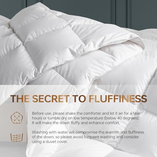 C&W Down Comforter Twin, All Season Duvet Insert - Medium Warmth, 100% Cotton Shell, 30oz Fill Weight, Soft, Noiseless & Breathable, Machine Washable, 3D Baffle Box, White (68"x90") C&W