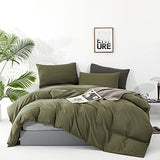 Pureant Olive Green Comforter Sets Queen Size Solid Dark Green Bedding Comforters Plain Army Green Soft Cozy Quilts Women Men Dark Grass Green Blankets Modern Minimalist Hunter Green Comforters Pureant