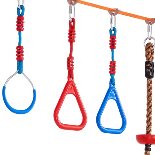 VEVOR Ninja Warrior Obstacle Course for Kids, 2 x 60 ft Weatherproof Slacklines, 500lbs Weight Capacity Monkey Line, Outdoor Playset Equipment, Backyard Toys Training Equipment Set with 14 Obstacles VEVOR