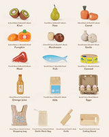 Wooden Play Food Sets for Kids Kitchen, Food Toys for Toddlers 3+ Year Old, with Shopping Bag, Pretend Food Play Kitchen Cutting Fruits Vegetables Toys, Gift for Boys Girls Educational Toys Lehoo Castle