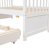 Harper & Bright Designs Twin Over Full Bunk Bed with Trundle, Solid Wood Bunk Bed Frame with Storage Drawers, for Kids Teens Adults (White) Harper & Bright Designs