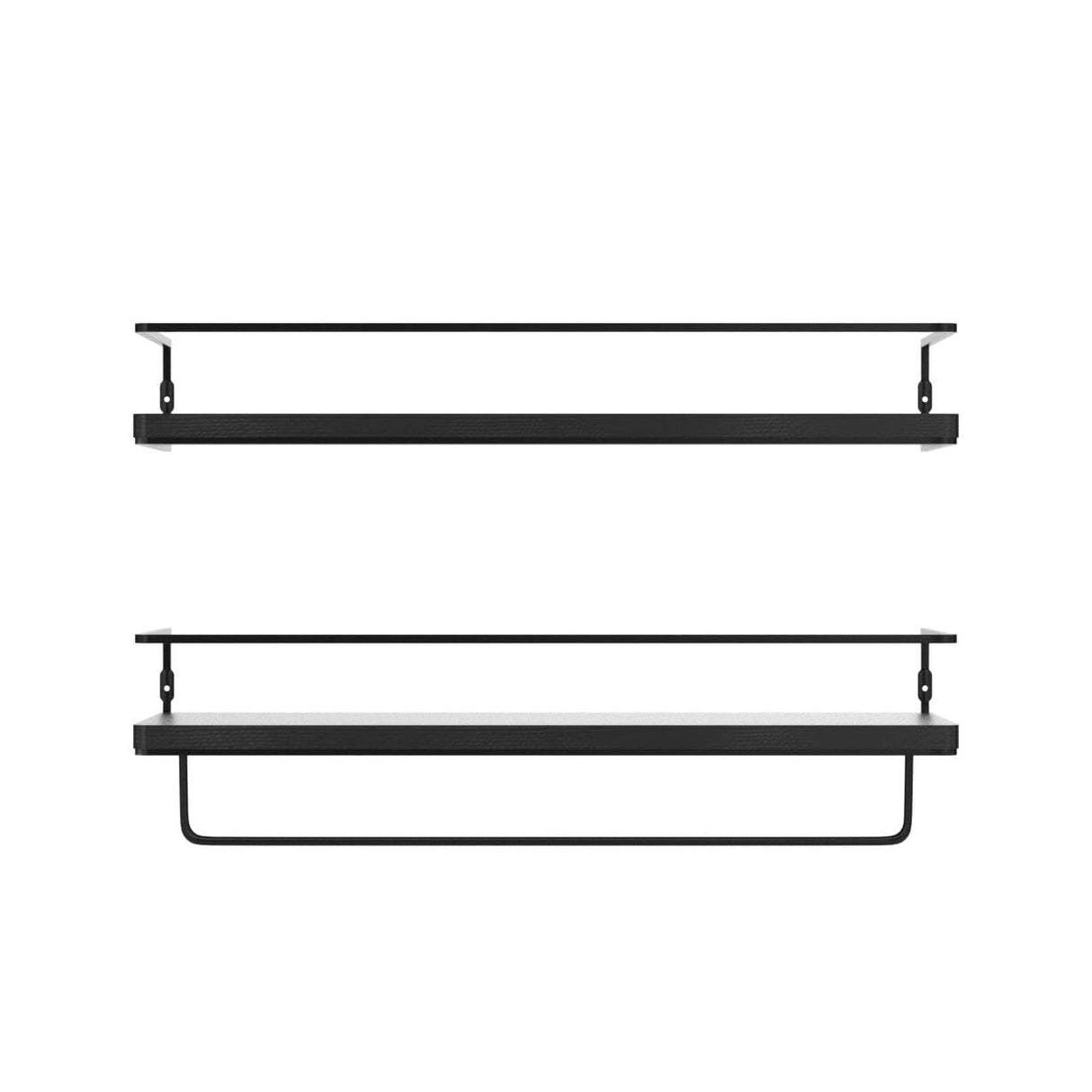 ZGO Floating Shelves for Wall Set of 2, Wall Mounted Storage Shelves with Black Metal Frame and Towel Rack for Bathroom, Bedroom, Living Room, Kitchen, Office (Black) ZGO