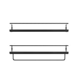ZGO Floating Shelves for Wall Set of 2, Wall Mounted Storage Shelves with Black Metal Frame and Towel Rack for Bathroom, Bedroom, Living Room, Kitchen, Office (Black) ZGO