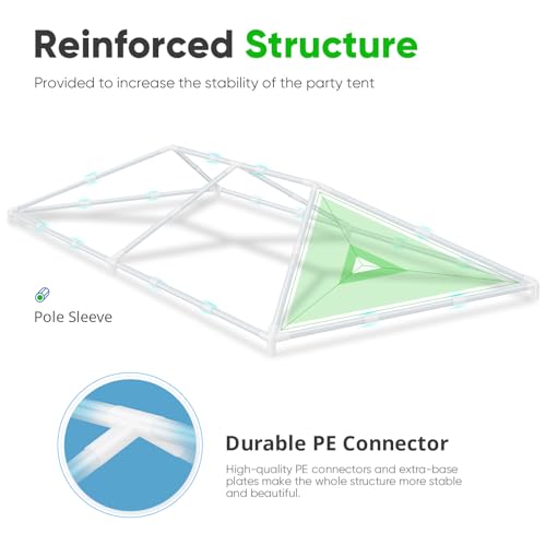 Quictent 10x20 Party Tent Outdoor Gazebo Wedding Canopy for Backyard with Removable Sidewalls & Elegant Church