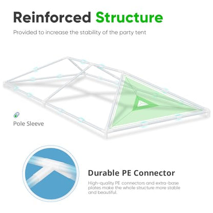 Quictent 10x20 Party Tent Outdoor Gazebo Wedding Canopy for Backyard with Removable Sidewalls & Elegant Church