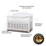 Sorelle Furniture Berkley Round Top Crib, Classic 4-in-1 Convertible Crib, Made of Wood, Non-Toxic Finish, Wooden Baby Bed, Toddler Bed, Child’s Daybed and Full-Size Bed, Nursery Furniture-White SORELLE FURNITURE