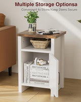 YESHOMY Farmhouse Modern Nightstand with Shelf and Barn Door, Set of 1 for Bedroom, White YESHOMY