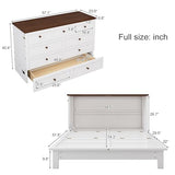 Harper & Bright Designs Full Size Murphy Bed, Wooden Full Murphy Bed Frame with Charging Station and Large Storage Drawer for Home Office/Small Room, White+Walnut Harper & Bright Designs