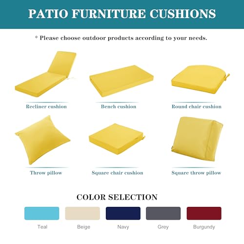 Comcaver Outdoor Chaise Lounge Cushion Set of 2, Fadesafe Water-Repellent Lounge Deck Reclining Chair Cushions for Patio Furniture Lawn Pool Resort Hotel, 72x21x3 Inch, Yellow