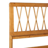 Walker Edison Full Transitional Geometric X Pattern Headboard Solid Wood Bed, Full Size, Caramel Walker Edison