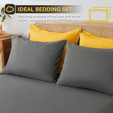 Cosybay Bed in a Bag Full Reversible Comforter Sets 7pcs All Season Down Alternative Bedding Sets Yellow and Grey with Comforter, Pillow Shams, Flat Sheet, Fitted Sheet and Pillowcase Cosybay