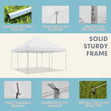 EROMMY 15x15ft Pole Party Tent, Heavy Duty Outdoor Canopy with Carry Bags, Large White Event Tent for 40 People, Ideal for Parties, Weddings, and Gatherings EROMMY