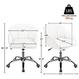 Yaheetech White Desk Chair Vanity Chair with Back Modern Faux Leather Swivel Rolling Office Computer Armchair for Living Room, Bedroom Yaheetech