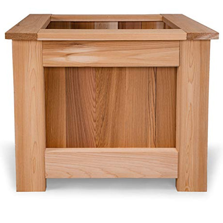 All Things Cedar BP24 Cedar Box Planter (2x2 ft) | Western Red Cedar Wood Planter Boxes | Rot Resistant Outdoor Garden Box | Handcrafted Flower Pot for Patio, Deck & Porch | 23.5x21.75x20 All Things Cedar