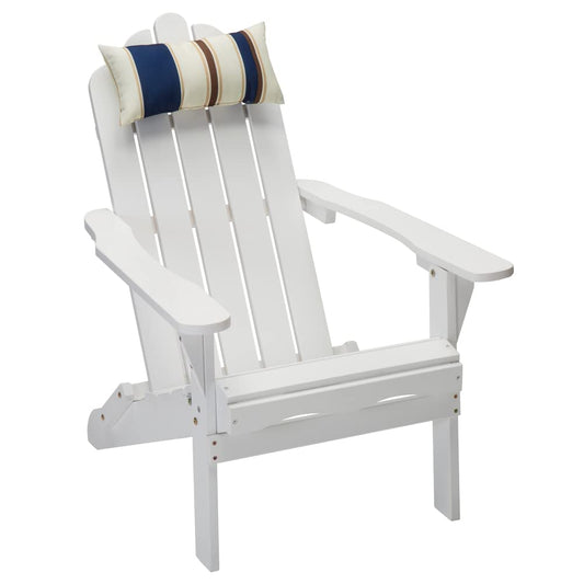 Anraja Outdoor Patio Wood Folding Adirondack Chair Outside with Cushion for Outdoor Porch, Yard, Garden, Pool, White - WoodArtSupply