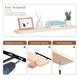 Marsmiles 36 Inch Floating Shelves Wood Unfinished, Natural Wooden Floating Shelves for Wall Set of 2, Solid Wood Wall Mounted Shelves for Bathroom Marsmiles