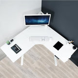 VIVO Electric Corner L-Shaped 47 x 47 in Standing Desk, Memory Height Adjustment, White Top White Frame, DESK-E1L94W VIVO