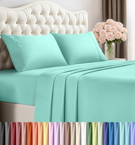 Utopia Bedding Full Bed Sheets Set - 4 Piece Bedding - Brushed Microfiber - Shrinkage and Fade Resistant - Easy Care (Full, Spa Blue) Utopia Bedding