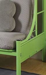 BOWERY HILL Build-in Side Ladders Twin Over Full Futon Metal Bunk Bed in Green BOWERY HILL