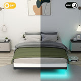 HusDream Floating Bed Frame Full LED Metal Platform Bed Frames 8 Inch Modern Bed with Charging Station,Heavy Duty Mattress Holder No Box Spring Needed,Stable & Anti-Noisy(8 Inch, Full) HusDream