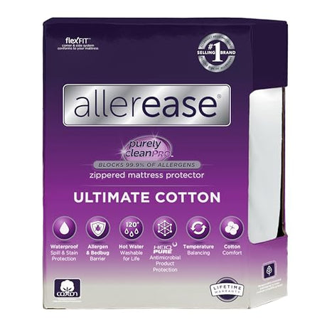 AllerEase Ultimate Allergy Protection and Comfort Zippered Mattress Protector, Full Aller-Ease