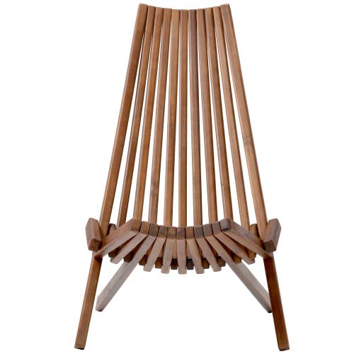 Folding Wood Outdoor Chair,Foldable Low Profile Acacia Wooden Lounge Chair for The Patio, Porch, Lawn, Garden (Natural)