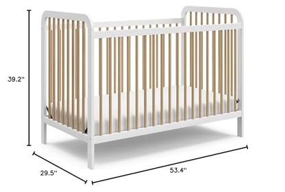 Storkcraft Pasadena 3-in-1 Convertible Crib (White with Driftwood) – GREENGUARD Gold Certified, Converts to Daybed and Toddler Bed, Fits Standard Full-Size Crib Mattress, Adjustable Mattress Height