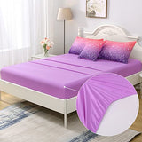 JQinHome Twin Pink Purple Comforter Set, 6 Piece Bed in A Bag 3D Colorful Bedding Set for Girls Kids (1 Comforter,2 Pillowcases,1 Flat Sheet,1 Fitted Sheet,1 Cushion Cover)(Pink Purple) JQinHome
