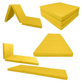 D&D Futon Furniture Trifold Foam Beds, Floor Tri-Fold Bed, Foldable Shikibuton Mattress Cushion Topper Mat for Space Saving Sleepover 3x27x75 in, Yellow D&D Futon Furniture