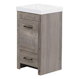 Spring Mill Cabinets Nixie 18 Inch Bathroom Vanity with White Single Sink Top, 1-Door Cabinet, 1 Drawer, 18.5" W x 16.75" D x 34.38" H, White Washed Oak Spring Mill Cabinets