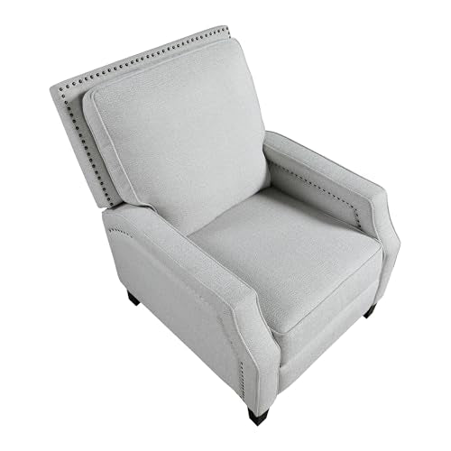 Lexicon Push Back Recliner Chair, Reclining Sofa Armchair, Modern Recliner Sofa Chair with Footrest, Chenille Fabric Recliner Arm Chair, Single Sofa Accent Chair for Living Room/Office/Apartment, Grey Lexicon