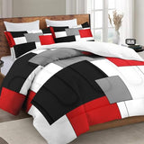 WeCozy Full Size Comforter Set with 2 Pillowcases, Black White Red Geometric Soft 3 Pcs Bedding for Kids and Adults Bedroom Bed Decor WeCozy