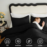 CozyLux Black Comforter Set Twin/Twin XL Size, 2 Pieces Twin Extra Long Solid Breathable Quilted Bedding Sets, Luxury Fluffy Soft Bed Set with Down Alternative Comforter and 1 Pillowcase All Season CozyLux