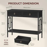 MAHANCRIS Console Table with 2 Drawers, Entryway Table with Storage Shelf, Entrance Accent Tables, 2-Tier Narrow Hallway Table, Behind Couch Table, for Entryway, Living Room, Hallway, Black CTBK6101 MAHANCRIS