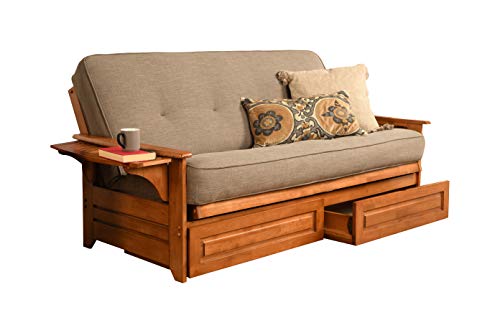 Kodiak Furniture Phoenix Futon Set with Linen Stone Mattress and Storage Drawers, Full, Barbados Kodiak Furniture